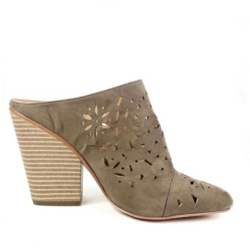 BCBGeneration Carmen Taupe Laser Cut Heel Western Mules 10